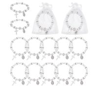 UNICRAFTALE 60 pulseras cruzadas paquete grande para mujeres con medallón de Cristo pulsera con bolsa de malla regalos de bautizo para bautizo boda regalos cristianos 5,5 cm