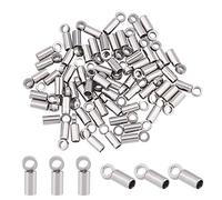 UNICRAFTALE 60 Uds Tapas de Extremo de Tubo Extremos de Cable de Acero Inoxidable 1 mm Tapas de Extremo Lisas Interiores terminadores de cordón para Pulseras de cordón de Cuero