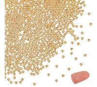 UNICRAFTALE 600 cuentas redondas chapadas en oro de 18 quilates de 2 mm, cuentas espaciadoras lisas de latón, espaciadores redondos, agujero de 0,5 mm para hacer pulseras, collares, joyas