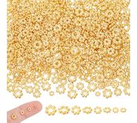 UNICRAFTALE 600 Piezas 4 Estilos Cuentas Flores Doradas Aleación Separadores 3-6mm Sueltas Conectores Metálicos Agujero 0.8-1.6mm para Collares Pulseras DIY