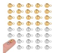 UNICRAFTALE 60pcs 2 colores Rondelle Bail Beads Eslabones de Suspensión de Acero Inoxidable Eslabones de Conector de Suspensión de Color Dorado Y Acero Inoxidable para Fabricación de Joyas Agujero 2mm