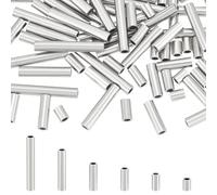 UNICRAFTALE 72 pieza 6 tamaños 304 cuentas de Tubo de Acero Inoxidable Cuentas Largas Y Rectas de Metal Cuentas Sueltas Lisas Tubo Cuentas Espaciadoras Sueltas para Hacer Joyas 4-20 mm