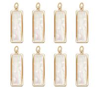 UNICRAFTALE 8 dijes de concha de Paua, colgantes rectangulares de conchas naturales, perlas doradas, cuentas sueltas para hacer joyas, collares, pulseras, Metal no precioso