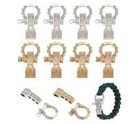 UNICRAFTALE 8 juegos de 2 colores ajustables de aleación con pasador de tornillo de supervivencia, cierre de grillete de metal con arco de ancla en D, cierres de clip para pulsera de supervivencia de