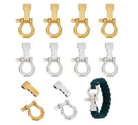 UNICRAFTALE 8 juegos de grilletes ajustables de 2 colores para pulseras de supervivencia, cierre de arco de metal, cierre de grillete en D, cierres de clip para hacer pulseras y joyas