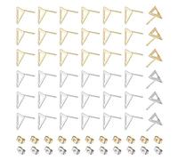 UNICRAFTALE 80 piezas 2 colores Triángulo Stud Pendientes Hallazgos 201 acero Inoxidable DIY Stud Pendiente Geometría Dorada DIY Pendientes Accesorios Metal Pendiente Componentes