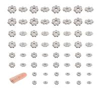 UNICRAFTALE 80 Uds 4 tamaños 3-6mm 304 Cuentas Espaciadoras de Flores de Acero Inoxidable Mini Cuentas de Margarita de Copo de Nieve Cuentas Sueltas Pequeñas de Metal para Fabricación de Joyas