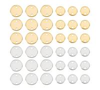 UNICRAFTALE 80pcs 2 Colores 8/10 mm 201 Conectores de Acero Inoxidable Encantos Conectores de Enlace Redondos Planos Grabado Etiqueta En Blanco Colgantes Colgantes de Gota de Doble Orificio