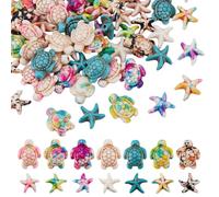 UNICRAFTALE 84 Piezas 2 Estilos 7 Colores Animales Océano Tortuga Turquesa Estrella Mar Sueltas para DIY Collares Pulseras