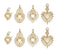 UNICRAFTALE 8Pcs 4 Styles 18K Gold Plated Crystal Rhinestone Heart Charms Brass Love Shape Pendant with Jump Ring for DIY Making Jewelry Bracelets Necklace