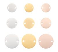 UNICRAFTALE 9 Piezas 3 Colores 10/12/16 mm Estampado Colgantes de Etiqueta En Blanco 201 Kit de Estampado de Metal de Acero Inoxidable Dijes En Blanco Grabables Encantos de Conector Redondo Plano