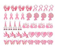 UNICRAFTALE - Abalorios en forma de corazón de cinta esmaltada para la sensibilización sobre el cáncer de mama, Metal