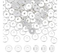 UNICRAFTALE About 150Pcs Flat Round Spacer Beads 925 Silver Plated Smooth Surface Spacer with 1.5mm Hole Bulk Lot Metal Beads for Jewelry Making Supplies DIY Handmade Crafts