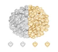 UNICRAFTALE Acerca de 200pcs 2 Colores Encantos de Corazón 201/304 Colgantes de Corazón de Acero Inoxidable 1/1.2 mm Agujero Pequeño Encantos de Corazón para DIY Collar Pulsera Pendiente Fabricación