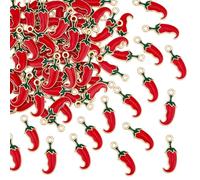 UNICRAFTALE Alrededor de 100 dijes de chile de metal esmaltado mexicano con chile picante para hacer joyas, collares, pulseras, 22 mm de largo