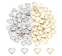 UNICRAFTALE Alrededor de 100 Uds 2 colores Encanto de Corazón Plano Colgante de Amor Pequeño Encanto de Acero Inoxidable Encanto de Metal Hipoalergénico 1mm Agujero