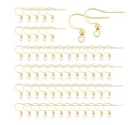 UNICRAFTALE Alrededor de 100 unidades de ganchos reales para pendientes chapados en oro de 18 K ganchos franceses de acero inoxidable con anillo horizontal hilos para orejas Inmm etal pendiente gota