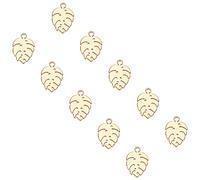 UNICRAFTALE Alrededor de 20 Pieza de Encantos de Hojas Chapados En Oro Colgantes Hipoalergénicos de Acero Inoxidable Colgante de Bricolaje de Metal Liso Orificio de 1.2 mm para Hacer Joyas de 13 mm