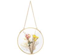 UNICRAFTALE Aproximadamente 1 unids 7.8 pulgadas colgando vidrio flotante marco para fotos flores prensadas marcos redondos pared colgante marco de latón para flores secas foto doble vidrio herbario
