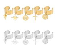 UNICRAFTALE Aproximadamente 10 anillos ajustables de acero inoxidable para mujer con dijes de cono con colgantes, círculo abierto para el dedo para Año Nuevo, Navidad, regalo de joyería, Metal