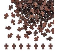 UNICRAFTALE Aproximadamente 120 cuentas de cruz de madera natural, cuentas de madera marrón, cuentas espaciadoras de cruz de madera natural sin acabar, cuentas sueltas para regalos de Pascua, collares