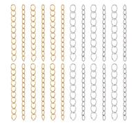 UNICRAFTALE Aproximadamente 120 Piezas 2 tamaños Cadenas de Bordillo de Acero Inoxidable Extensor de Cadenas Sin Soldar Extremos de Extremos con Extensor de Cadena 25 mm de Largo