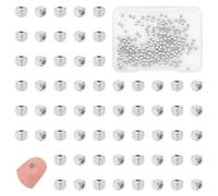 UNICRAFTALE Aproximadamente 200 cuentas espaciadoras de acero inoxidable 304 de 2 mm, cuentas espaciadoras sueltas de metal, cuentas cuadradas pequeñas y suaves para hacer pulseras, collares, joyas