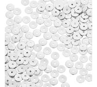 UNICRAFTALE Aproximadamente 200 cuentas espaciadoras de acero inoxidable de 6 mm, cuentas redondas planas de disco, cuentas sueltas redondas, cuentas de metal, cuentas de metal para hacer pulseras,
