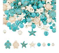 UNICRAFTALE Aproximadamente 220 piezas, 2 colores, 4 estilos, Cuentas de Tortuga Marina, Turquesas, Dijes de Tortuga y Estrella de Mar, para Hacer Joyas