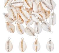 UNICRAFTALE Aproximadamente 32 pieza de 4 estilos de Dijes de Perla de Concha, Colgante de Conchas Marinas Naturales de Cauri, Dijes de Mar de Verano para Hacer Collares, Pulseras Y Aretes.