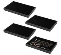UNICRAFTALE - Bandeja para joyas de terciopelo negro para cajones, expositor de joyas apilables organizador de bandeja de fieltro para collares, pulseras, anillos, relojes, 35 x 24 cm