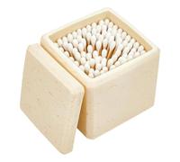 UNICRAFTALE Bote de baño con tapa con patrón de mármol, contenedor cuadrado de resina para hisopos de algodón de almendra blanqueada para hisopos de algodón, palillos de hilo dental, almohadilla de