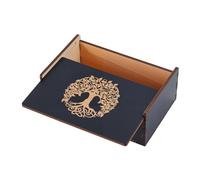 UNICRAFTALE Caja de tarjetas de tarot pequeña caja de almacenamiento de tarjetas de tarot, soporte de tarot impreso con árbol de la vida, caja de joyería de madera para dados decoración del hogar
