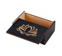 UNICRAFTALE Caja para tarjetas de tarot pequeña caja de almacenamiento para tarjetas de tarot con flor de loto impresa soporte de tarot joyero de madera para piedras de cristal cubo decoración del