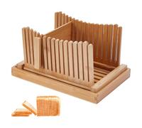 UNICRAFTALE Cortador De Pan Ajustable De Bambú Con Bandeja Recolectora De Migas Guía De Corte Para Pan Casero Bagels Tartas Hogazas Utensilios De Cocina Juego De Regalo Para Hornear 31.7x21.6x17cm