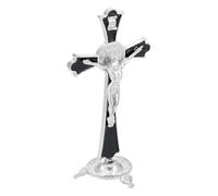 UNICRAFTALE Crucifijo de mesa de metal con platino para altar en casa, exhibición en cruz, 10,5 x 7,4 x 20,7 cm, regalo para decoración del hogar, oraciones