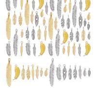 UNICRAFTALE Dijes de metal de varios estilos grabados, adornos de plumas, dijes de metal de estilo tibetano para collares, pulseras, fabricación de joyas, Metal no precioso
