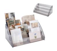 UNICRAFTALE Expositor de 4 niveles para tarjetas de felicitación de acrílico, portátil, soporte para tarjetas de Navidad, organizador de pegatinas, sellos, tarjetas postales, soporte para tarjetas de