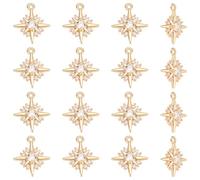 UNICRAFTALE Jeu de 16 Charms Étoiles en Métal Plaqué Or 18 Carats avec Cristaux Strass Charmes Étoile Polaire Pendents pour Boucles d'Oreilles Charms pour Bracelet et Fabrication de Bijoux de Collier