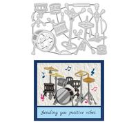 UNICRAFTALE Juego de 15 troqueles de corte de tambor para hacer tarjetas, tambores de música, troqueles de corte de metal para álbumes de recortes, plantillas de bricolaje, papel en relieve
