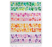 UNICRAFTALE Juego de 4 plantillas de metal para quemar madera, flores y hojas, diseño de plantas, plantillas de acero inoxidable, plantillas reutilizables para tallado en madera, muebles, decoración
