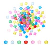 UNICRAFTALE - Lote de 400 pequeños dados de perlas cúbicas acrílicas de 8 mm, varios colores dados blancos surtidos, sin agujero, pequeños dados transparentes para juegos de bandeja, fabricación de