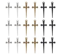 UNICRAFTALE - Lote de 45 abalorios de espada de 3 colores, 34,5 mm, conector grande, colgantes, estilos tibetanos, colgantes de espada de metal para collar, pulseras, fabricación de joyas, No es una