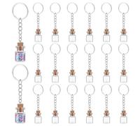 UNICRAFTALE Mini botellas de cristal con tapa de corcho, tarros mágicos transparentes, llaveros de metal, pequeños frascos de cristal, tapas para mensajes, para bricolaje y manualidades, platino, 83mm