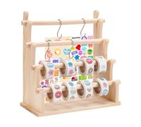UNICRAFTALE Organizador de 4 pisos para cintas adhesivas de papel y pegatinas de madera de color madera, 33 x 16,1 x 33,5 cm, ideal para regalos y entusiastas de la planificación.