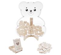 UNICRAFTALE Oso Baby Shower Recordatorio Bautizo Libro de Visitas Libro de Visitas de Madera Libro de Visitas Álbum de Fotos Regalo Decoraciones con Estrellas para Cartel Marco de Fotos para Mamás