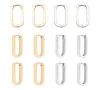UNICRAFTALE Pendientes de aro de acero inoxidable de 21 mm de largo, ovalados, sin fin, 2 colores, hipoalergénicos, pendientes para dormir, pendientes de aro pequeños, juego de 12 unidades
