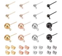 UNICRAFTALE Pendientes De Bola Redonda 16 Piezas 4 Colores Con Argolla Acero Inoxidable Hipoaalergénicos Y Tuercas Para Hacer Joyería Agujero 1.7 2 mm