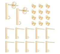 UNICRAFTALE - Pendientes de tuerca chapados en oro de 18 quilates, pendientes rectangulares con tuercas, cierre de pendientes para fabricación de joyas