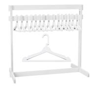 UNICRAFTALE Perchero alto para mini muñecas con 15 perchas de madera para ropa para muñecas pequeñas, perchero blanco para guardar ropa de muñecas, muebles para casa de muñecas, gatos y cachorros, 30